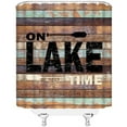 thumbnail image 3 of Rustic Lake Cabin Shower Curtain Relax Lake Rules Inspirational Quotes Vintage Wooden Board Barn Door Plank Farmhouse Country Lakeside Cottage Lodge Camping RV Decor Fabric Bathroom Curtain with Hook, 3 of 3