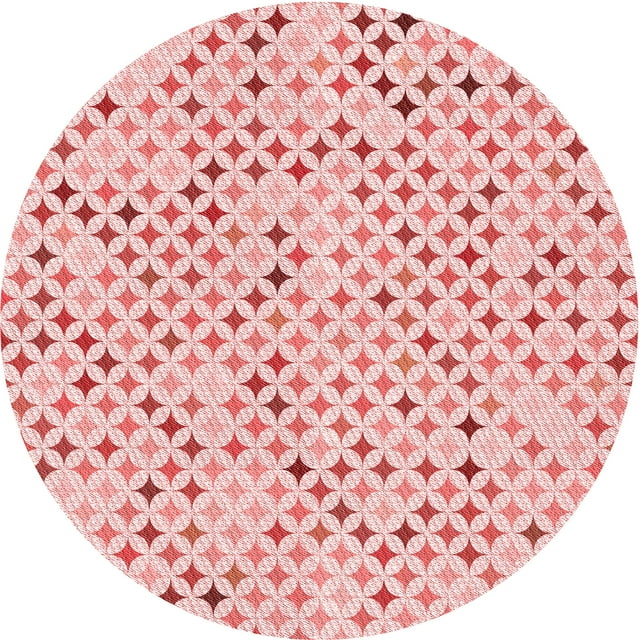 Ahgly Company Tapis Rond Lavable en Machine Intérieur Transitionnel Rouge Clair Rose, 3 Pieds Rond