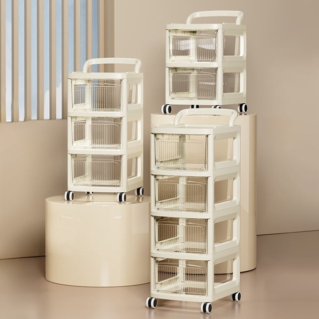 JASKFLY Chariot de Rangement en Plastique Transparent Chariot de Rangement en Plastique avec Roues - 3 Niveaux