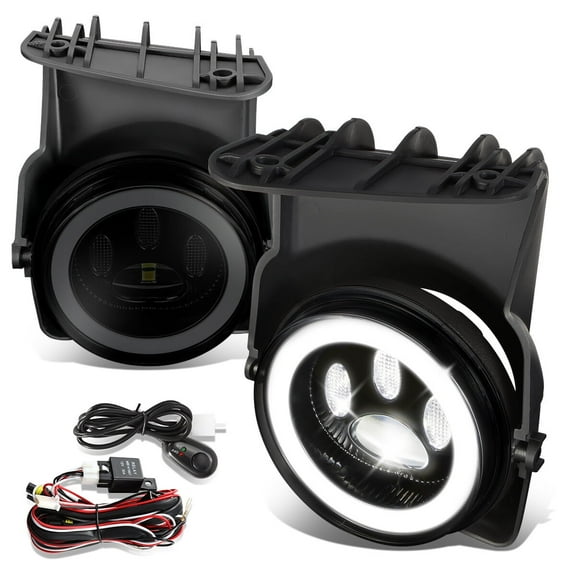 DNA Motoring For 03-07 GMC Sierra 1500 2500 3500 Smoked LED Halo Projector Fog Lights Wiring Switch Kit