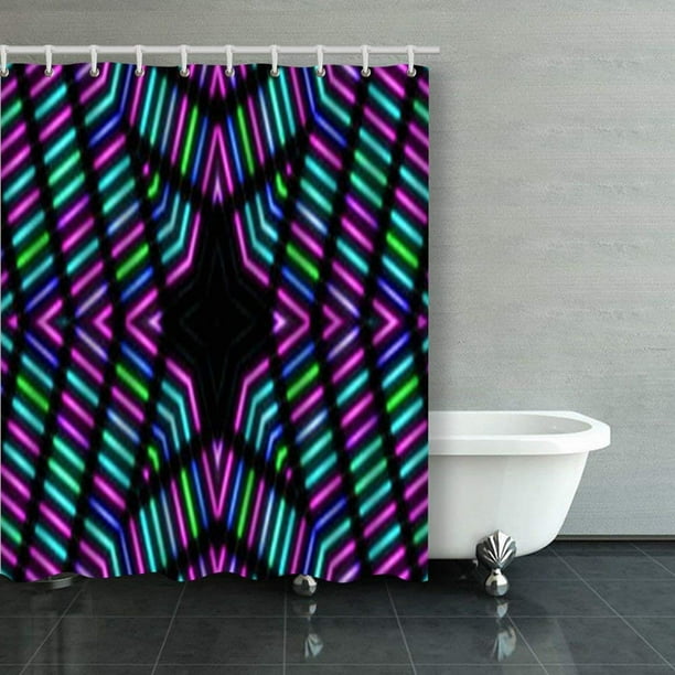 WOPOP Colorful Neon Lights Shower Curtains Bathroom Curtain 60x72 Inch