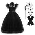 thumbnail image 1 of HAWEE Wednesday Addams Costume Girls Addams Dress, Addams Costumes Halloween Cosplay Party Dress 4-13Y, 1 of 6