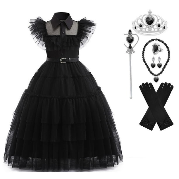 HAWEE Wednesday Costume Girls Addams Dress, Addams Family Costumes Halloween  Cosplay Party Dress 4-13Y 
