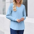 thumbnail image 6 of Tauxra Blouses for Women,Solid Color V-Neck Blouse for Women,Long Sleeve Fall Casual Loose Top,Shirts for Women,Womens Shirts and Blouses, 6 of 6