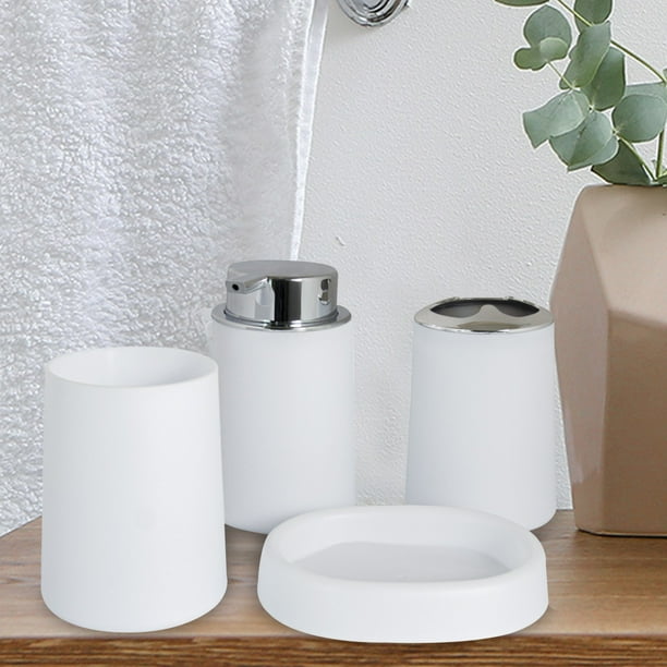 RnemiTeamo 4 Piece Bathroom Accessory Set With Soap Dispenser Pump