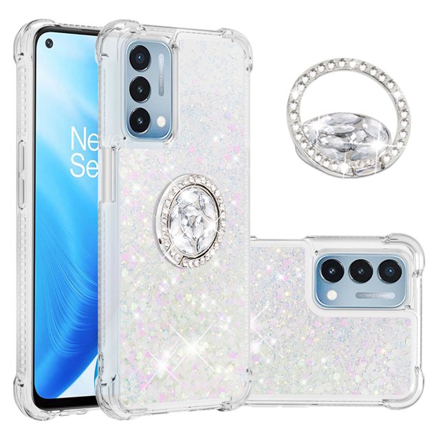 Case for FOXDOCK OnePlus Nord N200 5G Full Corner Protection Glitter Phone Case with Ring Holder