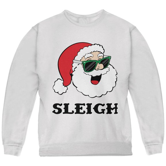 Christmas Santa Sunglasses Sleigh Slay Youth Sweatshirt White YLG