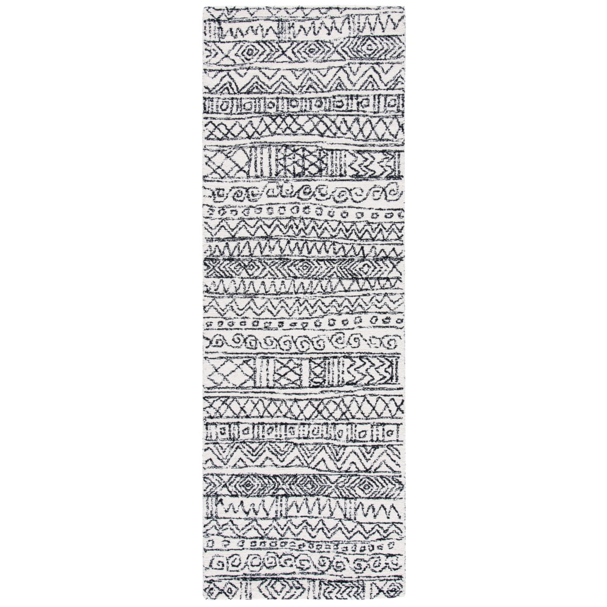 SAFAVIEH Micro-Loop Peronel Abstract Striped Wool Area Rug, Ivory/Black, 4' x 6'
