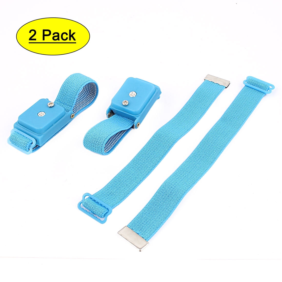 2 Pcs Cordless Stretchy Wristband Anti Static  Wrist Strap Skyblue