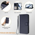 thumbnail image 3 of ELEHOLD For iPhone 17 Pro Max Flip PU Leather Wallet Case with Credit Card Slot RFID Blocking Kickstand Shock-Absorbent TPU Magnetic Protective Cover With Lanyard , Blue, 3 of 11