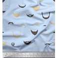 thumbnail image 1 of Soimoi Blue polyester Crepe Fabric Mustache Face Print Sewing Fabric BTY 42 Inch Wide, 1 of 3
