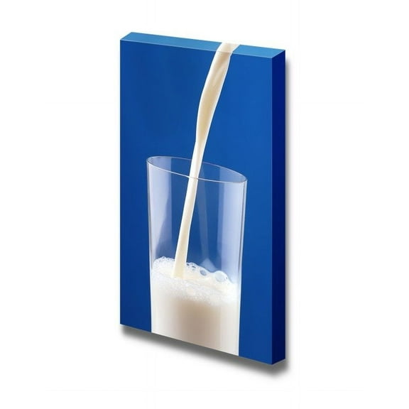 Canvas Prints Wall Art - Pouring Milk on Blue Background - 24" x 16"