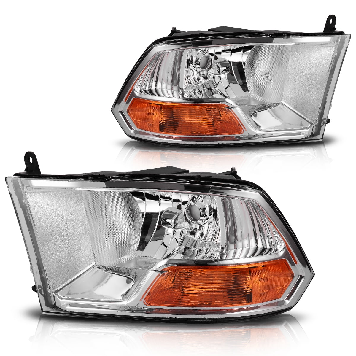 RVNI Chrome Headlights For 2009-2012 Dodge Ram 1500 2500 3500 Head Lamps Left+Right
