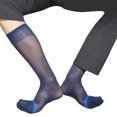 thumbnail image 5 of Mens Nylon Sheer Suit Sock Business Dress Socks High Elastic Striped See Through Thin Formal Dress Tube Stockings, 5 of 9