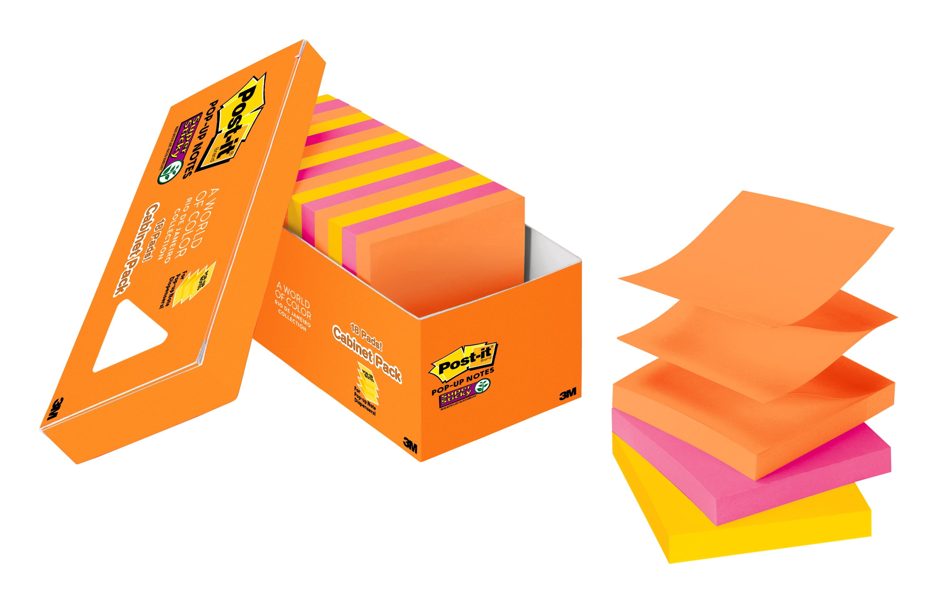 Postit Super Sticky Popup Notes, 3" x 3", Brights, 18 Pad Walmart