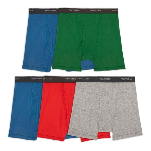 Bóxer Fruit of the Loom Para niño, algodón sustentable, multicolor, 5 piezas, talla EG