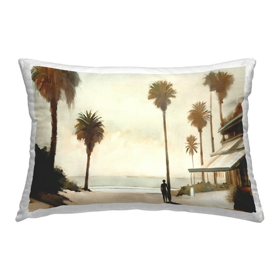 Stupell Industries Deserted Beach & Palms Decorative Printed Throw Pillow Design by Noah Bay.