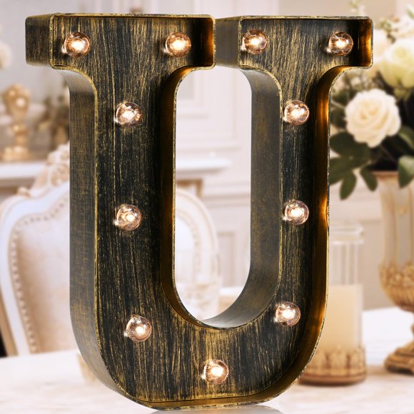 Letrero decorativo OYCBUZO Letra U Vintage LED 23 cm