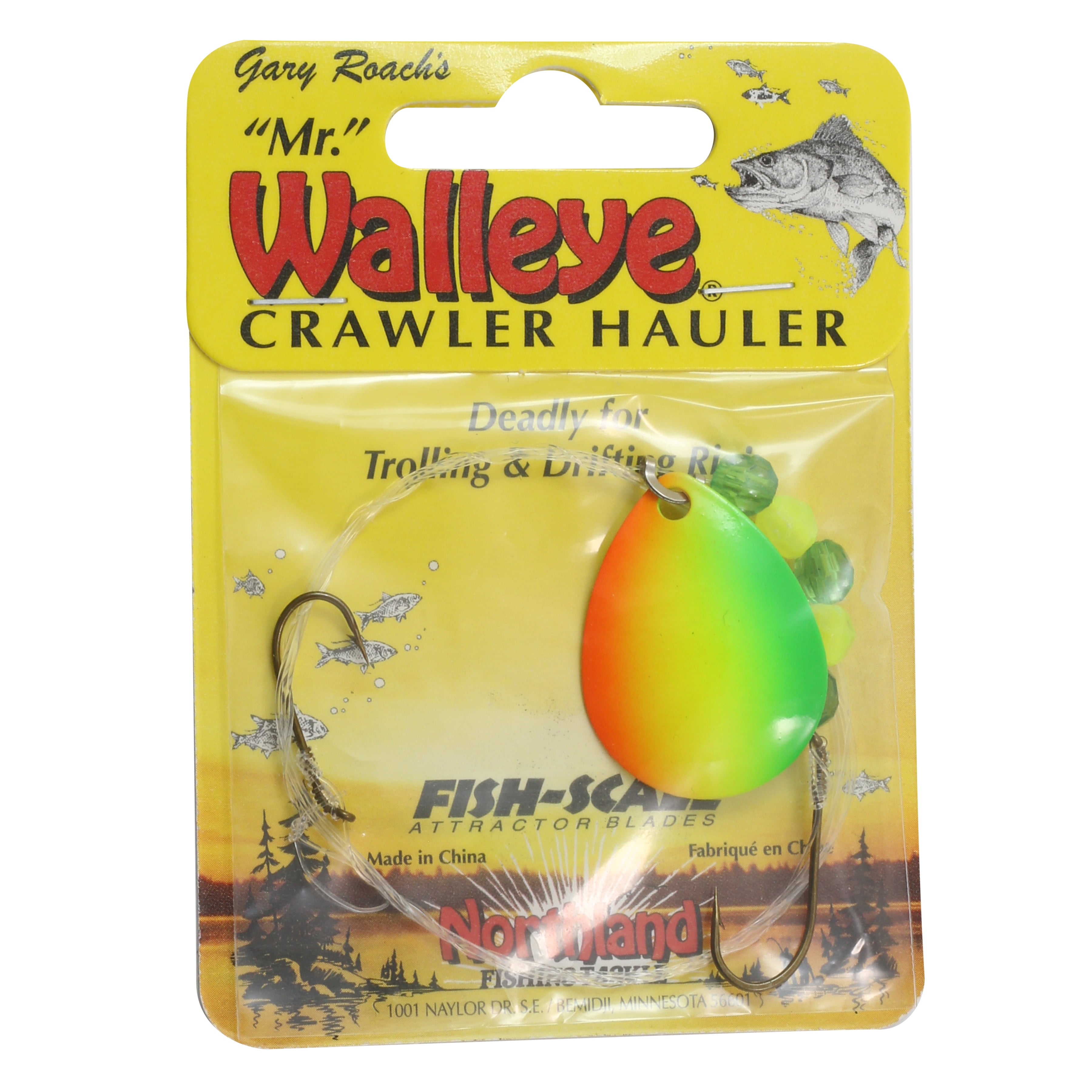 Mr. Walleye Crawler Hauler bright orange and yellow trolling