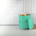 thumbnail image 4 of Sterilite 18 Gallon Tote, Plastic Storage Bin with Snap-on Lid, Teal, 4 of 6