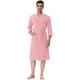 thumbnail image 1 of INSPIRE CHIC Albornoz tipo gofre para hombre, color sólido, ropa de dormir, mangas 3/4, kimono, bata de spa Rosa XS, 1 of 5