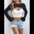 thumbnail image 4 of Tops Cortos de Crochet para Mujer, Estilo Y2K, de Larga, Cuello Redondo, Encogimiento de Hombros, con Aberturas, para Playa de Verano. Negro S, 4 of 10