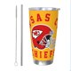thumbnail image 1 of Taza térmica duradera de acero inoxidable 304 con temática del equipo de fútbol de los KC Chiefs con tapa y pajita Taza térmica de acero inoxidable de 20 oz Taza para automóvil Adecuada para bebidas, 1 of 8
