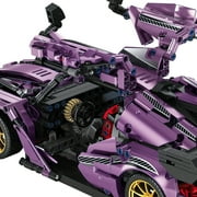 HI-REEKE Car Building Block Set Speed Champion Super Sports Car Building Bricks Kit for Adult Purple