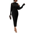 thumbnail image 1 of Conjunto de Mujer de Dos Piezas: Cárdigan de Punto y Vestido Maxi Negro Talla S, 1 of 7