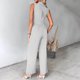 thumbnail image 3 of Trajes de Pantalones Sexy para Mujeres Chaleco de Cuello en V Y Pantalones de Piernas Anchas, Traje de Verano Casual de Color Sólido para el Trabajo Y la Fiesta, 3 of 7