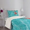 thumbnail image 3 of Ambesonne Starfish Quilted Bedspread Set 2 Pcs, Vivid Blue Water, Twin Size, Aqua Red, 3 of 5