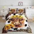 thumbnail image 3 of Highland Cow 7 Piece Comforter Set Full Bed in a Bag,Sunflower Bedding Sets Leopard Print Cowhide Sheet Set with Comforter Farm Animals Western Decor for Home, 3 of 6