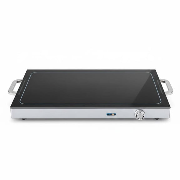 20” x 12” Electric Warming Tray, Adjustable Temperature Tempered Glass Food Warmer with Built-In Handles and Indicator Light for Buffet Party