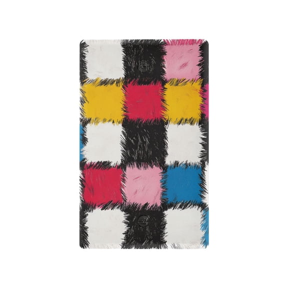 Yayeee Blank Wall Plate Cover 1-Gang 4.5"x2.7" Home Unused Decorative Outlet, White Checkered Pattern