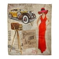 thumbnail image 1 of ASHLEIGH Throw Blanket Warm Cozy Print Flannel Red Collage Vintage with Camera Pretty Women and Retro Car Torn Newspaper Woman Comfortable Soft for Bed Sofa and Couch 50x60 Inches, 1 of 1