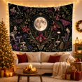 thumbnail image 3 of Moon and Moth in Mystical Night with Vibrant Orchids Ethereal Boho Style for Boho Decor Lovers Mystical Wall Art Halloween Gift Tapestry Wall Hanging for Bedroom, Living Room and Dorm, 3 of 7