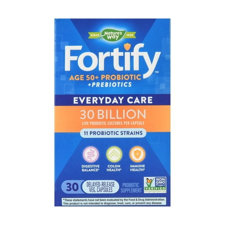 Natures Way Fortify Probiotic Age 50+ 30 Billion Live Cultures 30 (Best Natural Probiotic Foods)