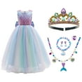 thumbnail image 1 of Déguisement de Fille Mermaid avec Couronne, Robe de Princesse, Accessoires de Cosplay d'Halloween, 1 of 6