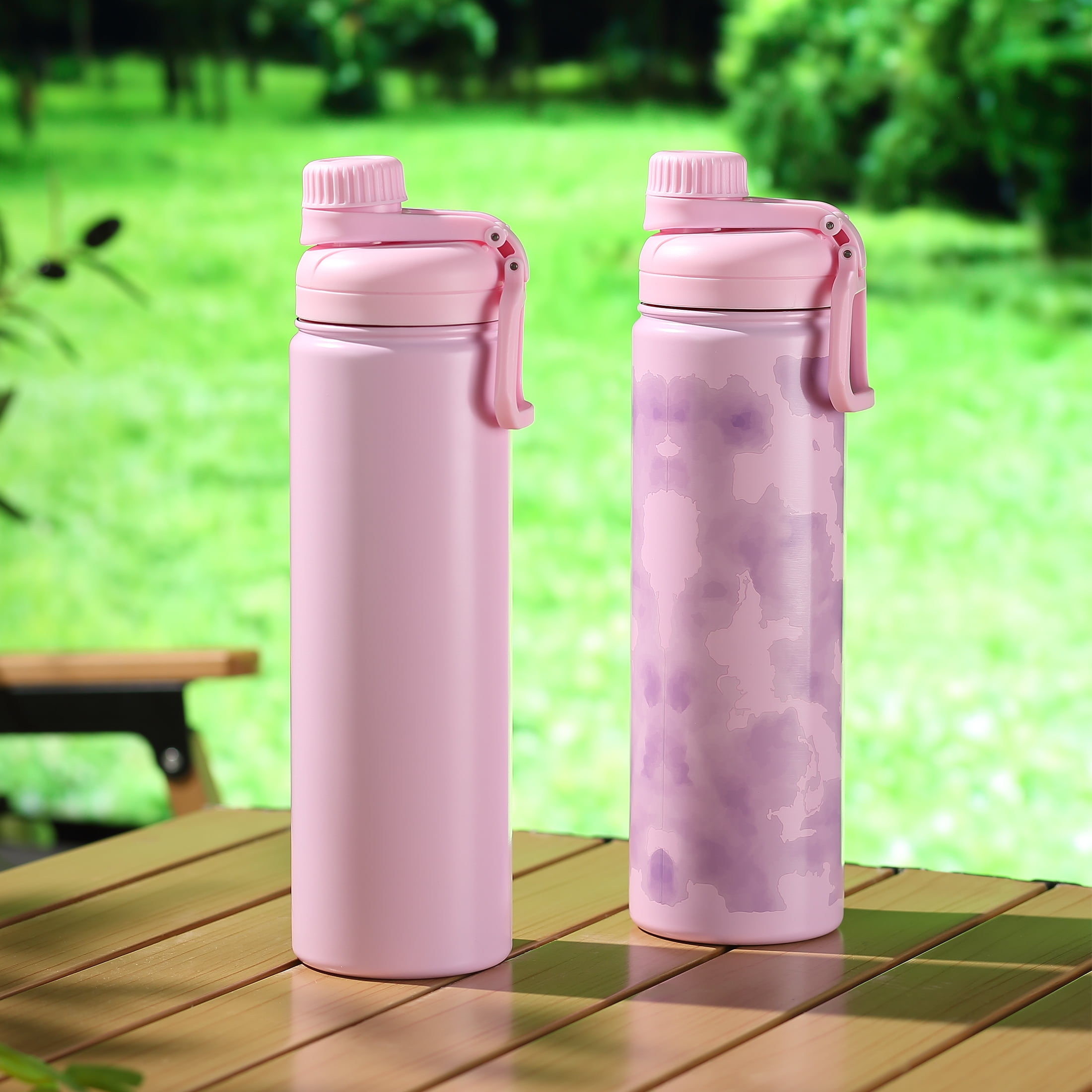 Mainstays Lot de 2 gourdes sport 24 oz en acier inoxydable - Rose