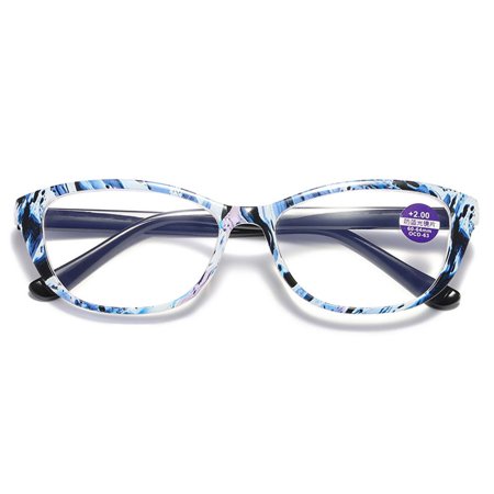 Fashion Vintage Eye Protection Portable Ultra Light Frame Eyeglasses Anti-Blue Light Reading Glasses BLUE STRENGTH 100