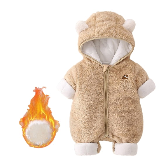 Beautyzll 0-24 Months Baby Boys Girls Winter Warm Ear Hooded Romper Jumpsuit Jacket Overcoat Newborn Thick Down Coat