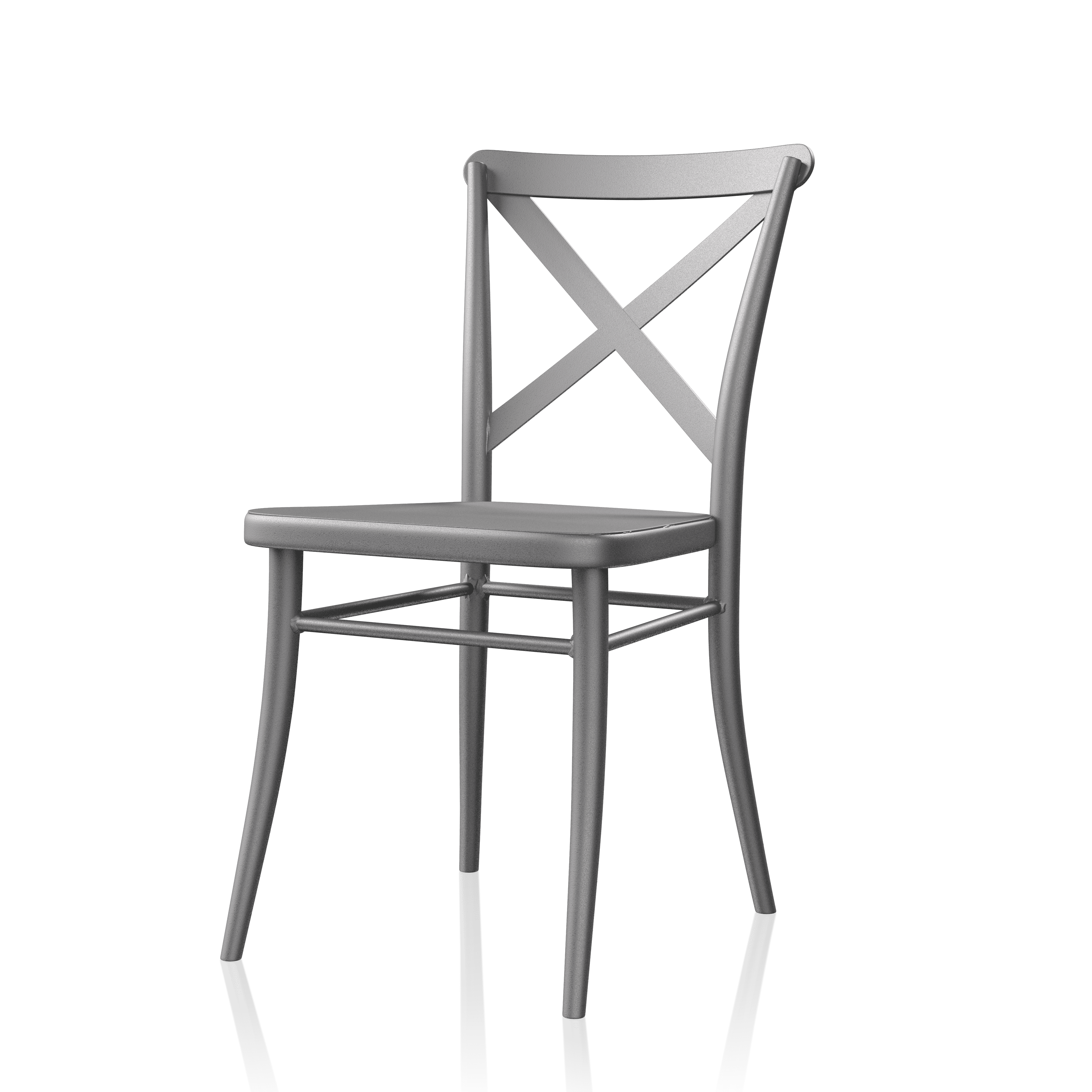 Furniture of America Frida Industrial Metal Dining Side Chair in Silver Matte Finish (Set of 2)