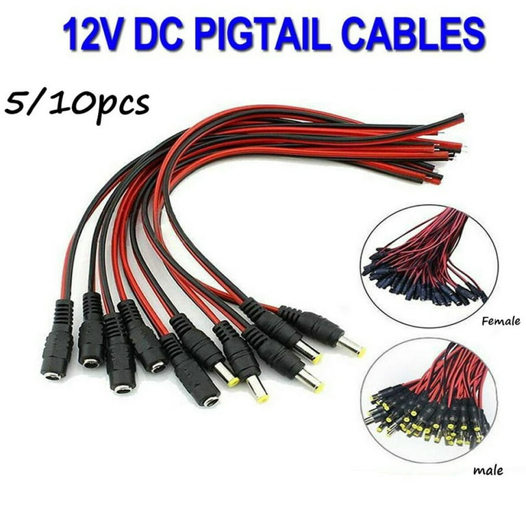 12V DC connectors 5.5 x 2.1mm DC Power Pigtail Cable Male Female Connector  for CCTV Security Camera Power Adapter Length 25CM