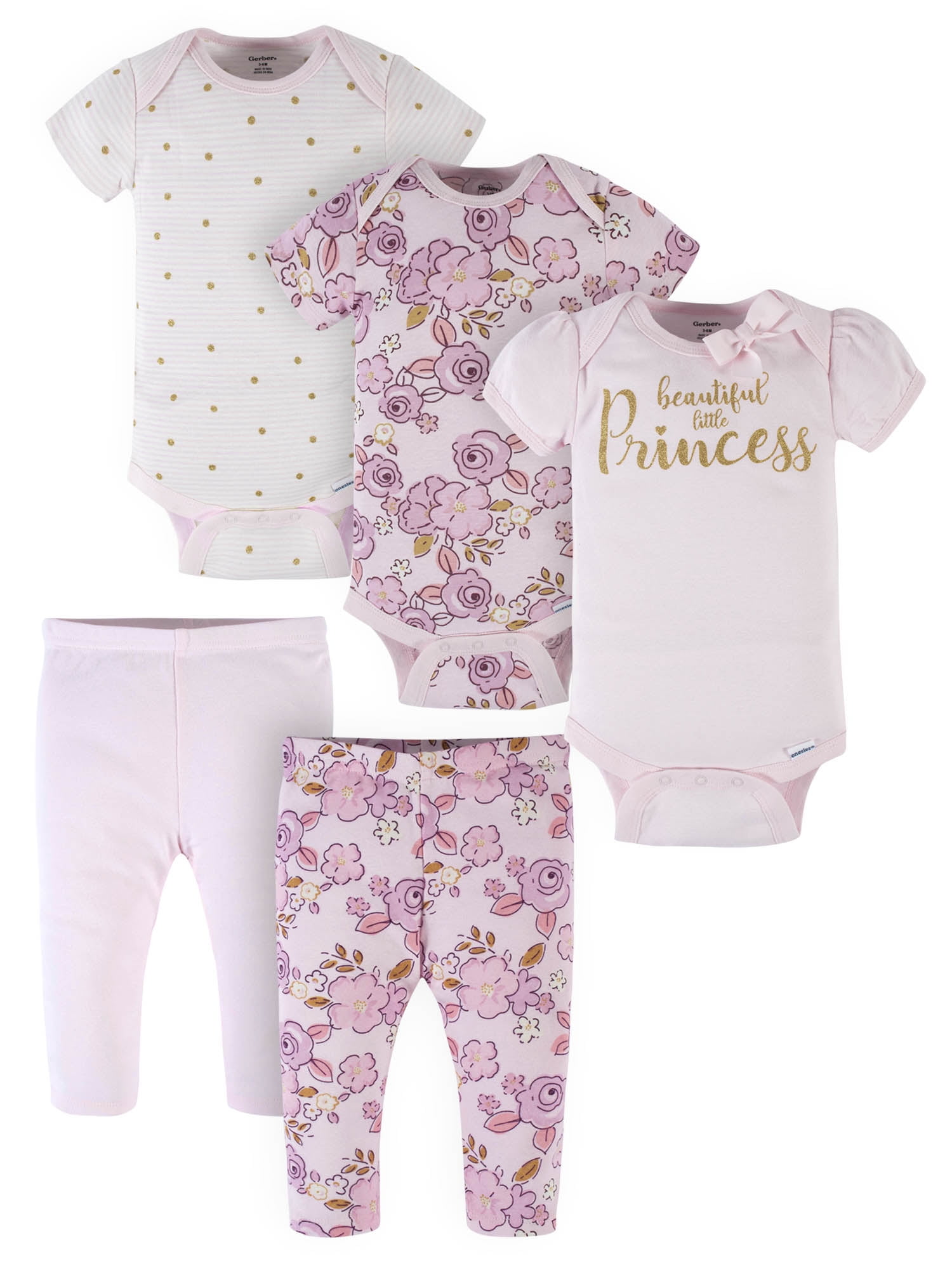 Wonder Nation Baby Girl 3-Piece Pink/Gray Bear bodysuit Hat & Pants Set Sz 0-3M 