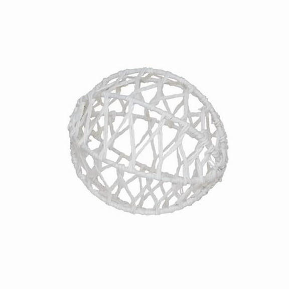 Saro Lifestyle BL505.W 4 in. Tangled Charm Raffia Orb, White - Set of 4