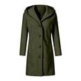 thumbnail image 5 of Purcolt Women's Winter Jacket Casual Blend Trench Coat with Hood Single Breasted Long Wool Warm Pea Overcoat Outerwear, 5 of 6
