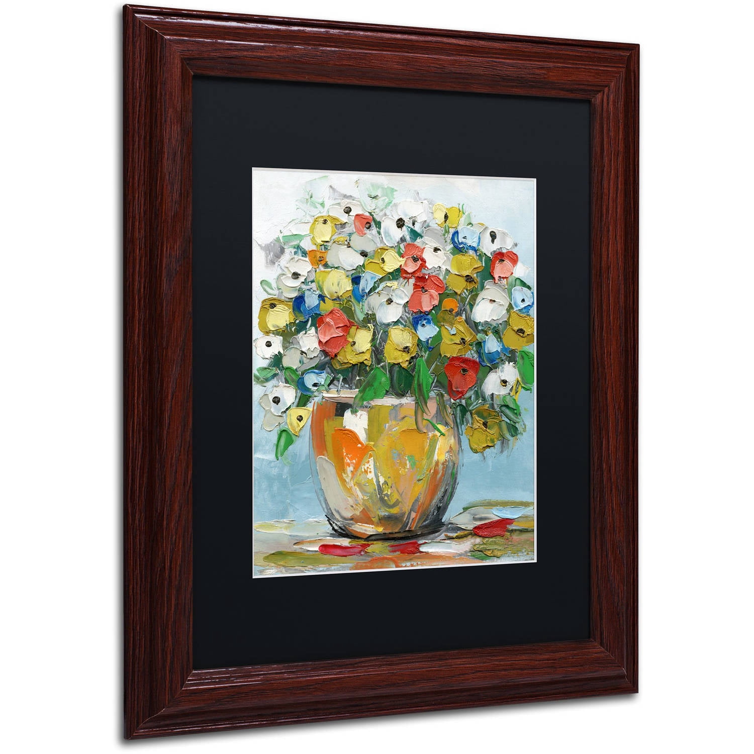 Trademark Fine Art "Spring Flowers in a Vase 3" Canvas Art by Hai Odelia, Black Matte, Wood Frame