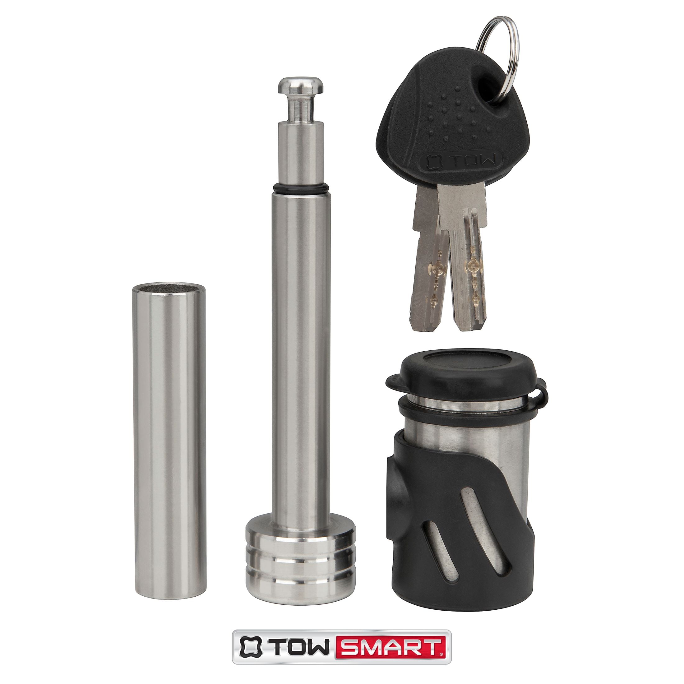 TowSmart Locking Hitch Pin, 1/2in and 5/8in Pin, Stainless Steel, 7276, 2.75in Span, Includes 2 Keys