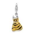 thumbnail image 3 of 925 Sterling Silver Polished Fancy Lobster Closure Click-on Cubic Zirconia Enamel Tiger Dress Charm 31x12mm Pendant Neck, 3 of 5