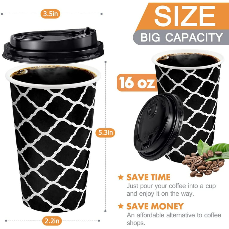 Glowcoast Disposable Coffee Cups With Lids - 16 oz To Go Coffee Cup (70  Pack). Large Travel